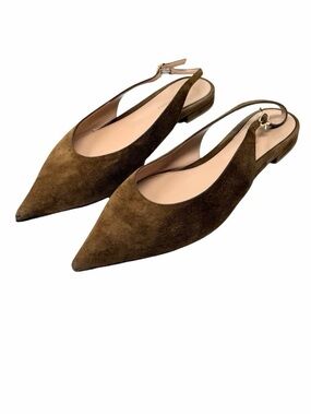 Gianvito Rossi Robbie 05 Slingback Flats Size IT 39.5 Brown Suede Quiet Luxury
